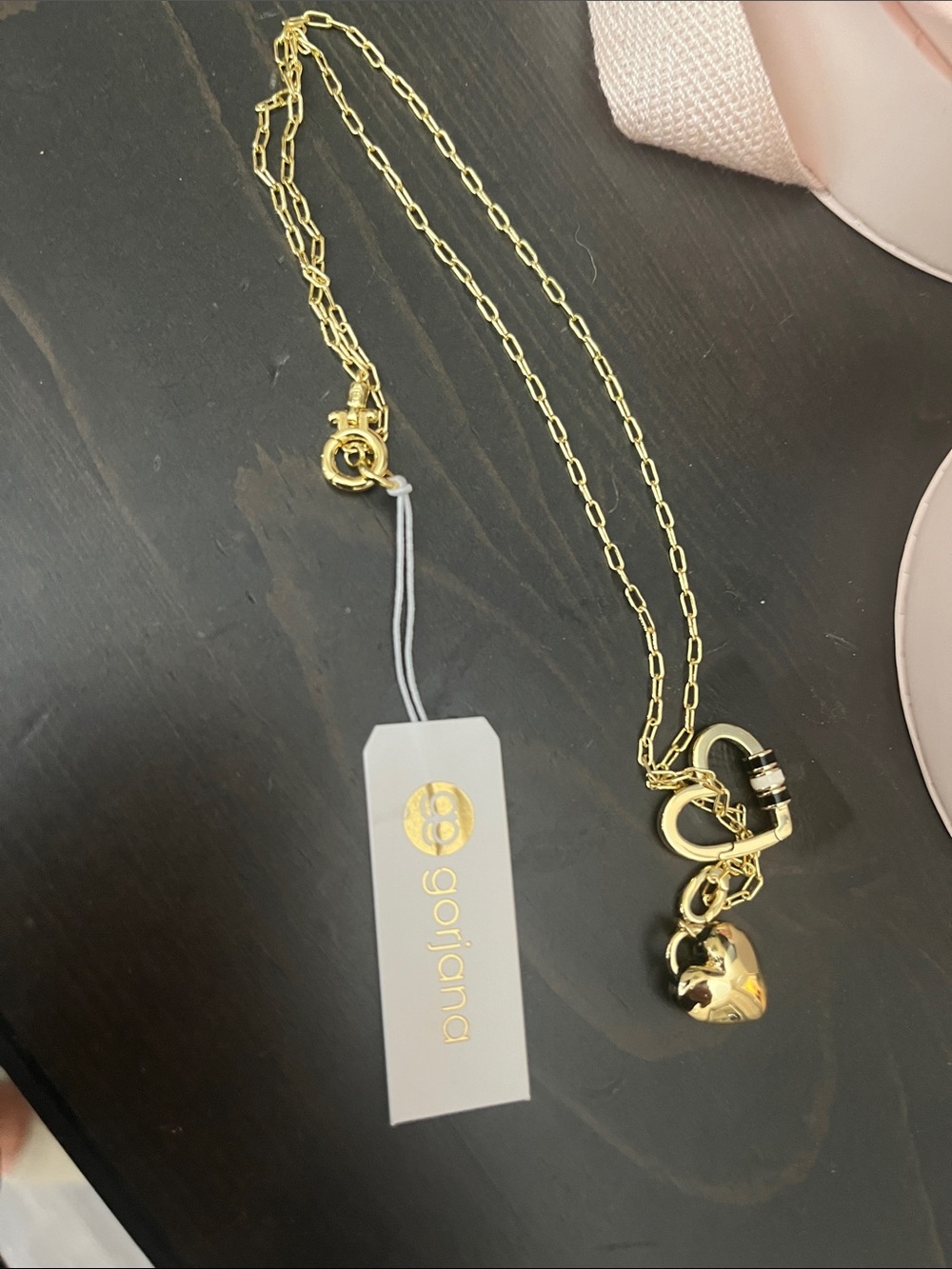 Gorjana gold two heart necklace. Brand new never worn with tags. $225 retail